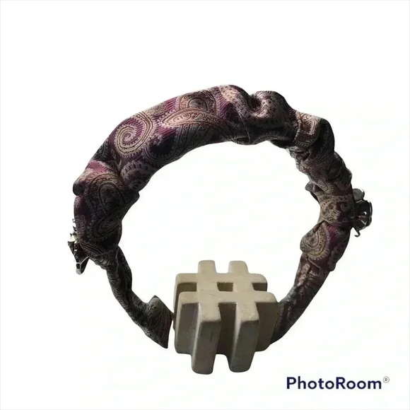 Purple Paisley Crown Silk Artisan Handcrafted Headband Elegant Hair Accessory - Picture 7 of 9